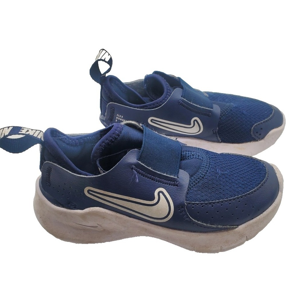 Nike Flex Runner 3 PS Navy White Kids Preschool Sz.10C Running Shoes FN1449-403